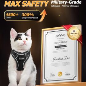 Halypet H600 Pro Cat Harness and Leash Set – Escape Proof 4th Gen Vest, Adjustable & Reflective for Safe Walks (Small, Black)