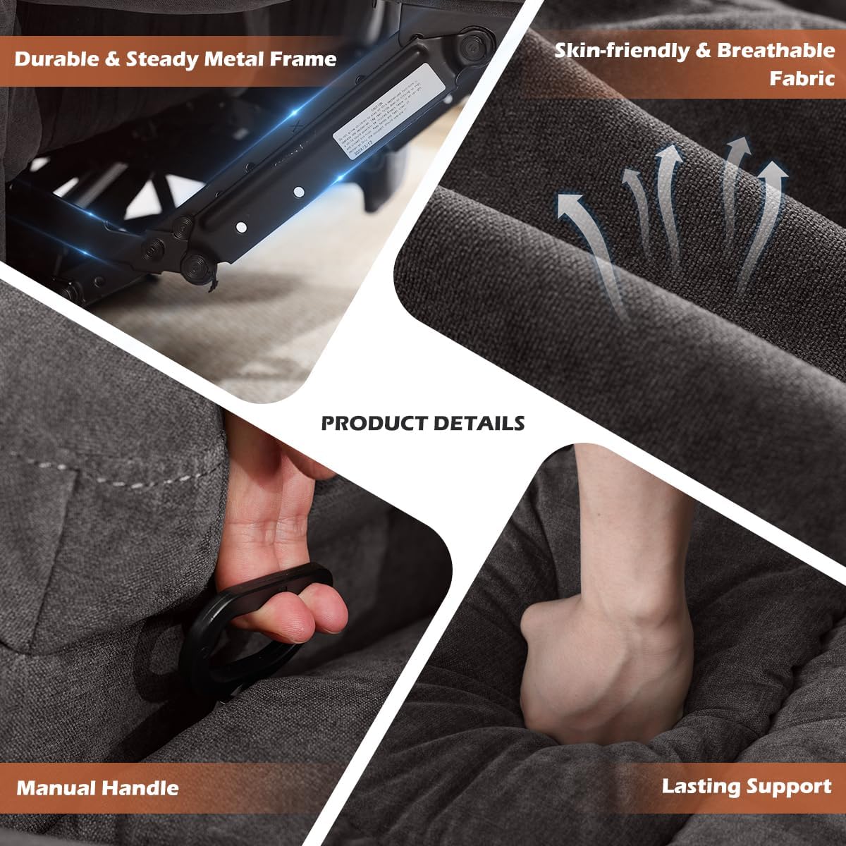 MAHOMICO 2-Person Manual Recliner Loveseat with Cup Holders and Side Pockets – Oversized Living Room Reclining Sofa