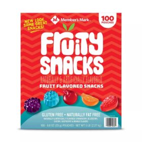 Member's Mark Fruity Snacks Variety Pack, Gluten-Free & Fat-Free, 0.80 oz Pouches (100 Count)