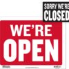 BAZIC Products Open & Closed Sign for Business – 9" x 12" Double-Sided Waterproof Plastic Signage for Stores, Restaurants, and Offices