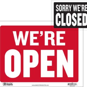 BAZIC Products Open & Closed Sign for Business – 9" x 12" Double-Sided Waterproof Plastic Signage for Stores, Restaurants, and Offices