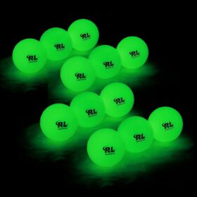 R&L UV Rechargeable Glow in The Dark Golf Balls - 6pk Tournament Grade Fluorescent Night Balls with Flashlight - Ultimate Gift for Night Sports