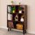 LEYAOYAO 3-Tier Mid-Century Modern Bookshelf, Rustic Brown Wood Cube Bookcase with Legs, Freestanding Open Storage Organizer Shelf for Living Room, Bedroom & Office