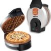 Gourmia Belgian Waffle Maker – Stainless Steel with Nonstick Ceramic Plates, Adjustable Browning Control & Compact Vertical Storage