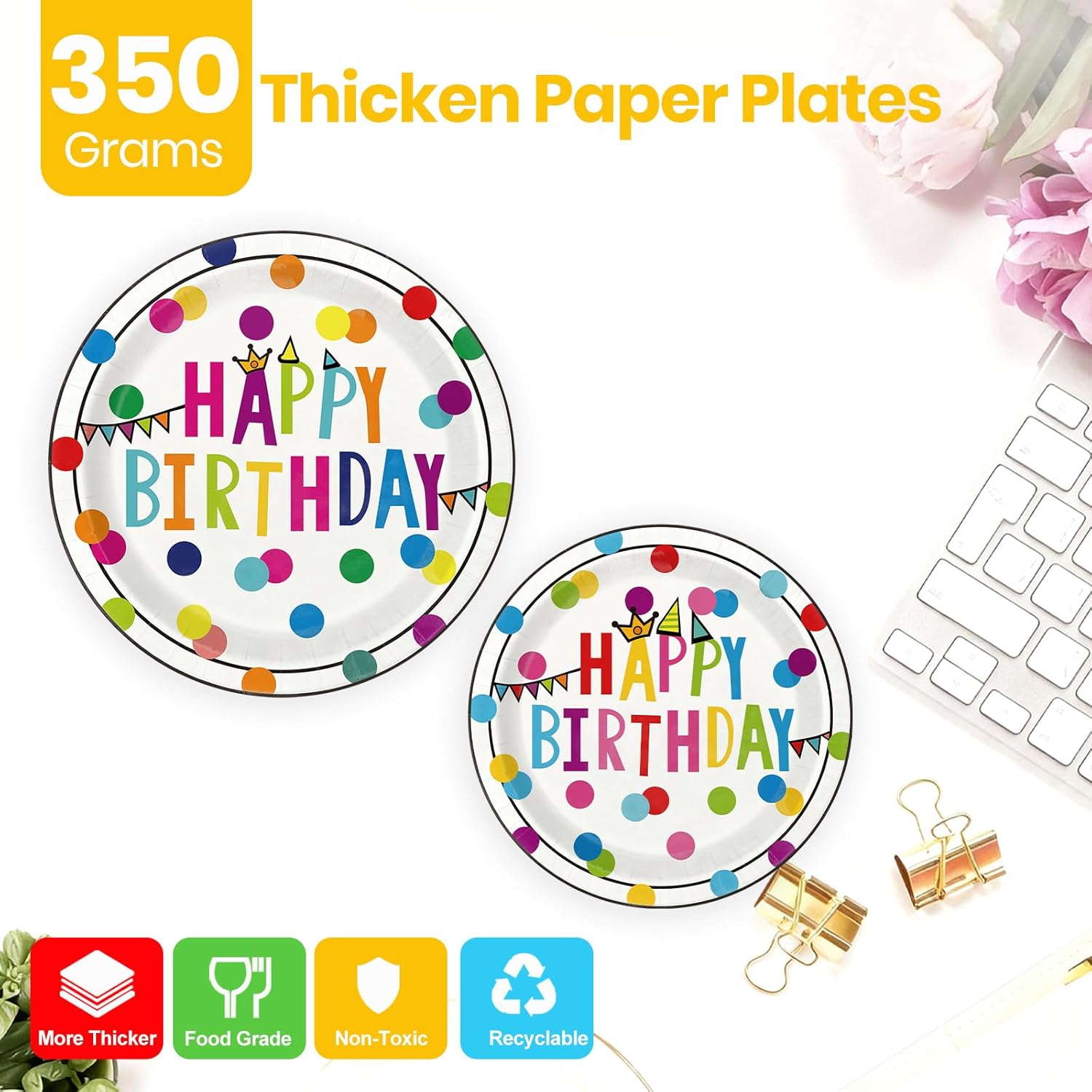 175-Piece Happy Birthday Party Supplies Kit - Disposable Plates, Napkins & Cups Tableware Set - Serves 25 Guests