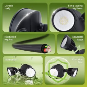 Philips LED Outdoor Security Flood Light - 44W (3500LM) 5000K Daylight, Dual Adjustable Head Wall Mount Landscape Lighting for Yard, Garage, and Patio