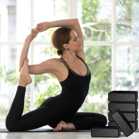 20-Pack EVA Foam Yoga Blocks - Lightweight Non-Slip Supportive Bricks for Pilates, Stretching, Meditation & Physical Therapy - Durable 9x6x3 Inch Props (Black)