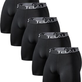 TELALEO Men's Compression Shorts – 6-Pack Performance Athletic Baselayer Underwear for Running, Workout & Sports