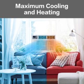 ROVSUN 8,000 BTU Window Air Conditioner with Heat – 4-in-1 AC Unit, Cooler, Dehumidifier, and Electric Heater with Remote for Rooms up to 350 Sq. Ft.