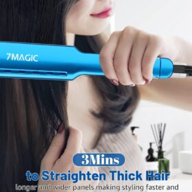 7MAGIC Nano Titanium Wide Plate Hair Straightener - Professional 1.7 Inch Flat Iron with 5 Heat Settings & Dual Voltage for Travel