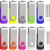 Wooolken 64GB USB Flash Drives (10-Pack) - 2.0 Swivel Metal Thumb Drives with Lanyards, 10 Color Variety Set for Data Storage, School & Office