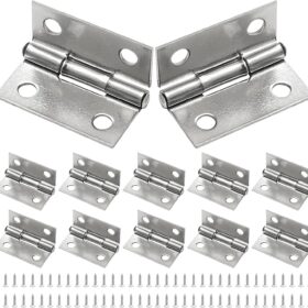 Piutouyar 12-Pack 1 Inch Stainless Steel Butt Hinges – Heavy Duty Mini Cabinet & Small Box Hardware with Mounting Screws