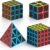 Vdealen Carbon Fiber Speed Cube Set - Magic Puzzle Bundle with 2x2, 3x3, 4x4 & Pyramid Cubes | Ultimate Brain Teaser Toy for Kids & Adults