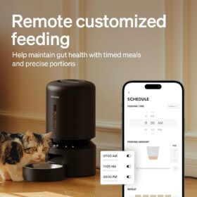 PETLIBRO Granary Automatic Cat Feeder & Dog Food Dispenser – 5L WiFi Smart Timer with App Control, Dual-Band Connectivity, Voice Recorder, Stainless Steel Bowl & Desiccant for Freshness (Granary Black)