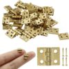 50Pcs Miniature Brass Hinges for DIY Projects, Jewelry Boxes, and Dollhouses | Solid Copper Butt Hinges with Screws (0.31" x 0.39")