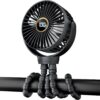 Portable Stroller Fan with Flexible Tripod - Mini USB Rechargeable Clip-on Fan for Baby Stroller, Car Seat, and Travel - 3 Speeds, 360° Rotation, LED Display, Quiet Motor for Baby and Kids (Black)