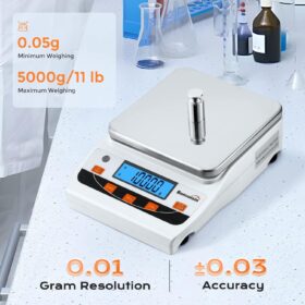 Bonvoisin Lab Analytical Balance Scale, 5000g x 0.01g High Precision Digital Scale with Stainless Steel Pan, USB Data Interface & Tare Function for Laboratory, Jewelry & Kitchen