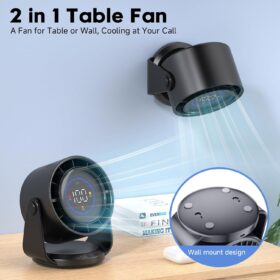 YOSHENMO Rechargeable Desk Fan - 100-Speed Turbo Quiet Table Fan with 105° Tilt, 4000mAh Battery & Digital Display for Home, Office & Camping