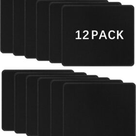12-Pack Premium Black Mouse Pads with Stitched Edges – 3mm Non-Slip Gaming & Office Mousepads (10.2 x 8.3 Inches)