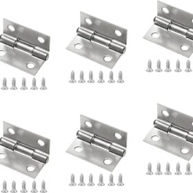 Piutouyar 6-Pack 1 Inch Stainless Steel Butt Hinges – Mini Folding Hardware with Screws for Cabinets, Jewelry Boxes, and DIY Crafts