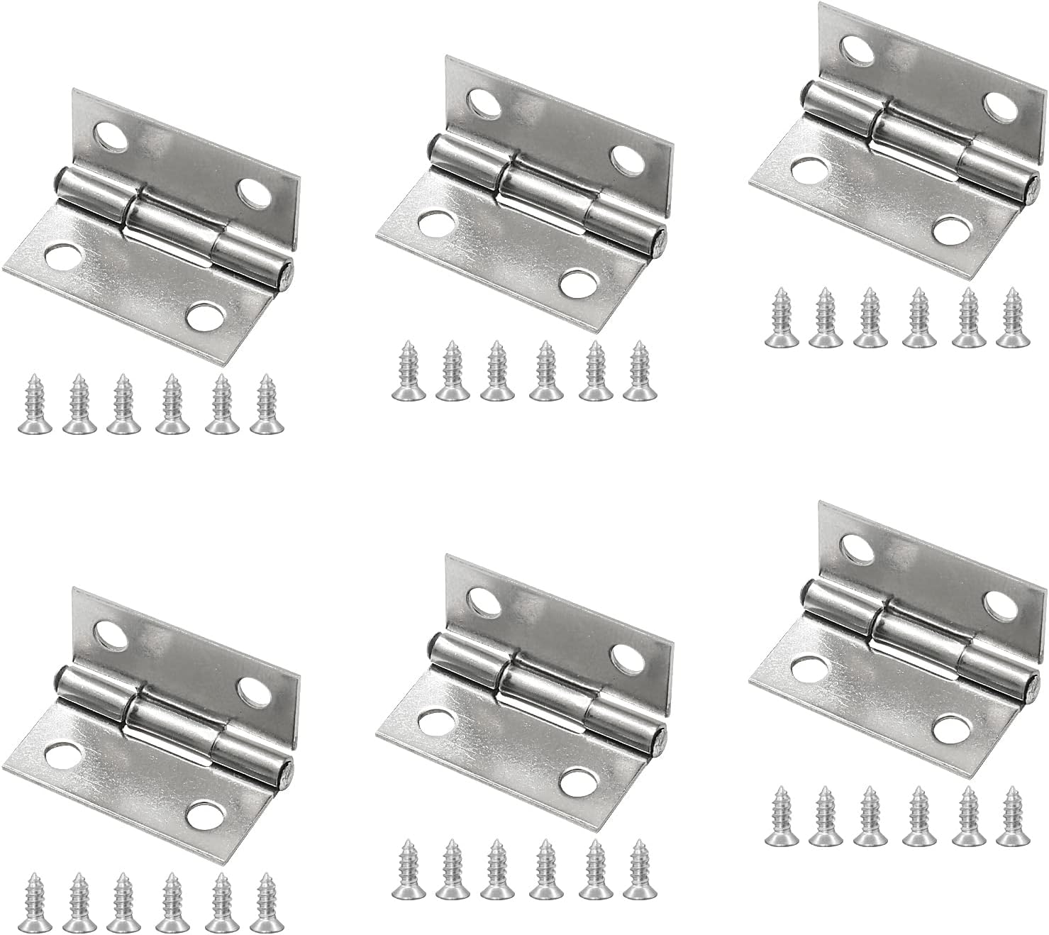 Piutouyar 6-Pack 1 Inch Stainless Steel Butt Hinges – Mini Folding Hardware with Screws for Cabinets, Jewelry Boxes, and DIY Crafts