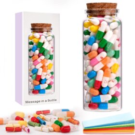 Romantic Message in a Bottle Gift Set – 100-PC DIY Capsule Love Notes for Valentine’s Day, Birthdays & Anniversaries – Creative Couples Gifts for Him & Her