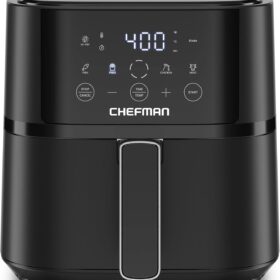 Chefman 4 Quart Digital Air Fryer: Compact Hi-Fry Black Touchscreen Cooker with Nonstick Dishwasher Safe Basket