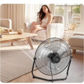 VEVOR 20 Inch Industrial High Velocity Floor Fan – 4800 CFM 3-Speed Metal Heavy Duty Fan with 360° Tilt & Wall Mount for Garage, Gym, and Warehouse