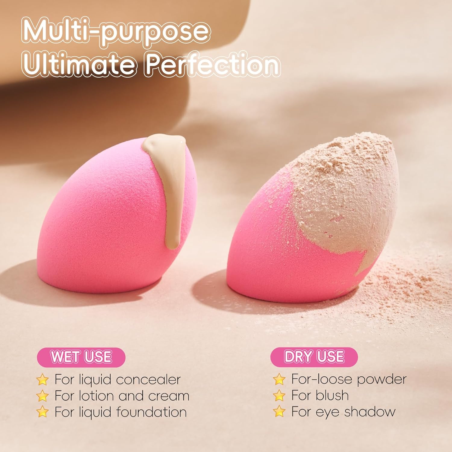 GWT 6-Piece Latex-Free Makeup Sponge Set – Ultra-Soft Beauty Blenders for Flawless Liquid, Cream & Powder Application