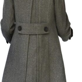 Tanming Women's Wool Blend Pea Coat with Hood - Double-Breasted Warm Trench Jacket