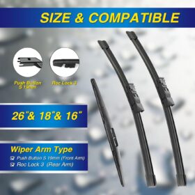 5 PLUS Silicone Graphene Windshield Wiper Blades Set for Subaru Outback (2020-2024) | 26in + 18in + 16in | All-Weather Rear & Front Replacement with Waterproof Coating