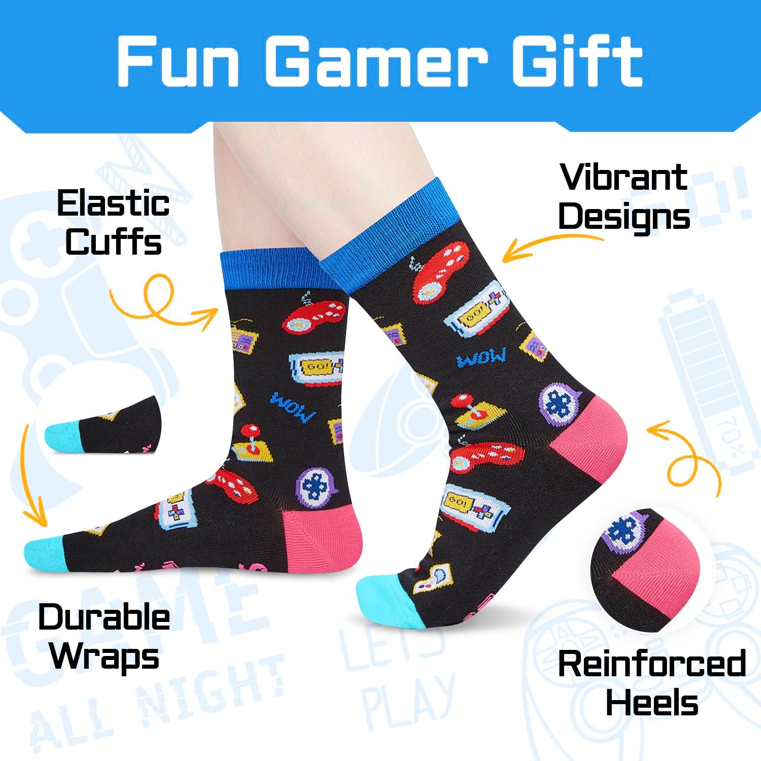 Women's Novelty Crew Socks - Cute Horror Movie & Gamer Gifts for Girls