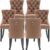 6-Piece Velvet Dining Chairs Set with Nailhead Trim - Modern Upholstered Kitchen Seating with Wooden Legs, Tufted Backrest, and 330 lb Capacity (Brown)