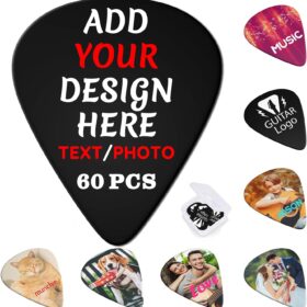 Personalized Guitar Picks 60-Pack | Custom Photo & Text Accessories for Electric, Bass & Acoustic | Thin, Medium, Heavy Gauge Set | Unique Musicians Gift & Band Merch