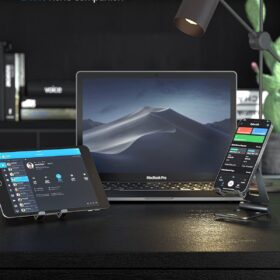 Nulaxy Aluminum Foldable Cell Phone Stand - Adjustable Desktop Holder Compatible with iPhone, Samsung, Nintendo Switch, and All Smartphones (4-8 Inch)