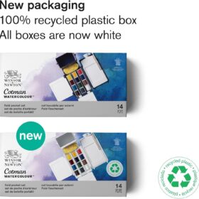 Winsor & Newton Cotman Water Colour Field Box Set | Portable Sketching Kit with 12 Half Pans, Travel Brush, & Mixing Palette