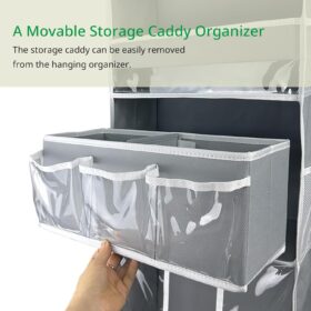 Over the Door Baby Organizer with Removable Diaper Caddy - 10 Pocket Hanging Nursery Storage Shelf & Diaper Stacker (Grey)