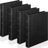 Yexiya 4-Pack Vintage Leather 3-Ring Binders – Hardback Portfolio Organizer with Pockets for Office, School, and Business Planning (1 Inch, Black, 13 x 10 Inch)