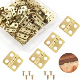 30-Pack Retro Brass Butt Hinges (13x12mm) – 180° Miniature Hardware with Screws for Wooden Jewelry Boxes, Small Cabinets, & DIY Crafts