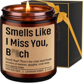 LEADO Scented Candle – Long Distance Gifts for Her, Him & Best Friends – 9oz Lavender Aromatherapy Jar Candle for Relaxation – Fun 'Miss You' Birthday, Moving Away & Friendship Present for Sister & BFF