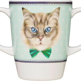 2-Handled Melamine Mug – Lightweight 14oz Drinking Cup with Ergonomic Grip – Ideal Assistive Cup for Seniors, Arthritis, Parkinson’s, & Hand Tremors (Cream/White)