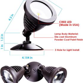 TOPELE 12W CREE LED Flood Light - 1100LM Outdoor Landscape Security Light, Brown Finish IP65 Waterproof