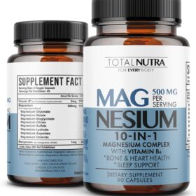 High Absorption 10-in-1 Magnesium Complex 500mg | with Glycinate, Citrate & B6 | Non-GMO Vegan Support for Sleep, Muscle Recovery, Bone & Heart Health (45 Day Supply)