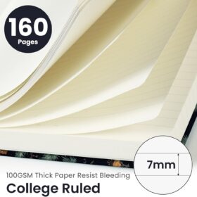 Taja Premium Hardcover Journal – A5 Leather Notebook with 160 Pages College Ruled 100gsm Paper, Lay-Flat Design, Inner Pocket & Elastic Pen Loop (5.7" x 8.6", Crane)