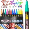 12-Color Metallic Double Line Outline Markers – Dual-Tip Glitter Pens for Scrapbooking, DIY Crafts, Greeting Cards & Art Projects