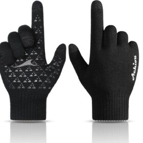 Achiou Winter Gloves for Men & Women – Touch Screen Compatible Thermal Running Gloves with Soft Knit Lining