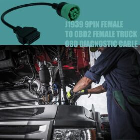 J1939 to OBD2 Adapter Cable – 9-Pin Female to 16-Pin OBDII Diagnostic Y-Cable for Heavy Duty Trucks & Commercial Vehicles