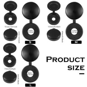 Hotop 100-Pack Black Hinged Screw Cover Caps – Large Waterproof Snap-On Washer Buttons for Furniture & Wall Protection