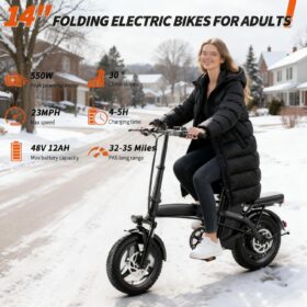 500W Folding Electric Bike for Adults – 48V 12Ah Removable Battery, 23 MPH Speed, 35 Mile Range, UL 2849 Certified Commuter Ebike