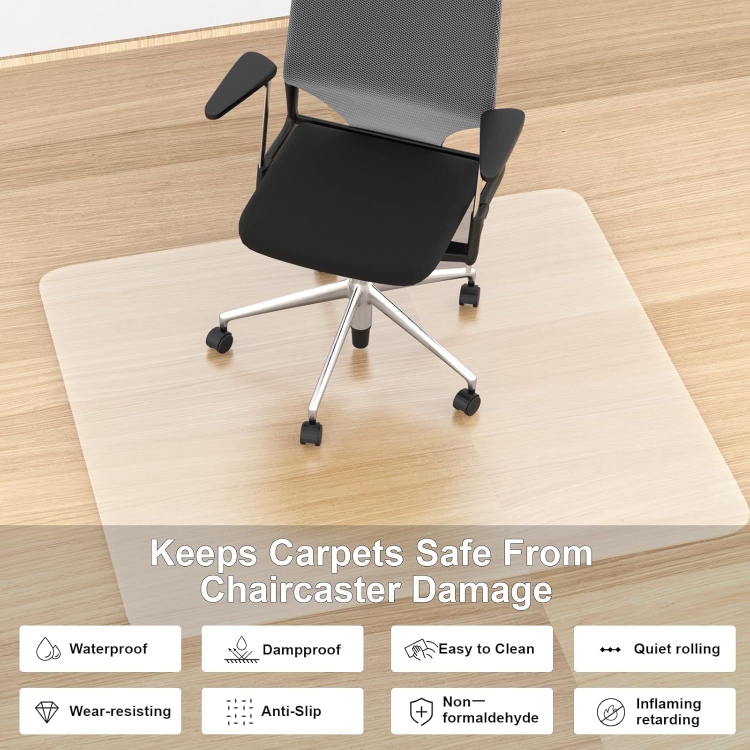 20" x 24" Office Chair Mat for Hardwood Floors – Slip-Resistant Hard Wood Floor Protector, Smooth Glide for Rolling Chairs (Not for Carpet)